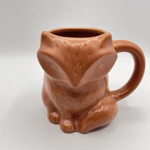 Foxy Cup Stoneware 3D Fox Figural Ceramic Coffee Mug w/handle Animal Brown